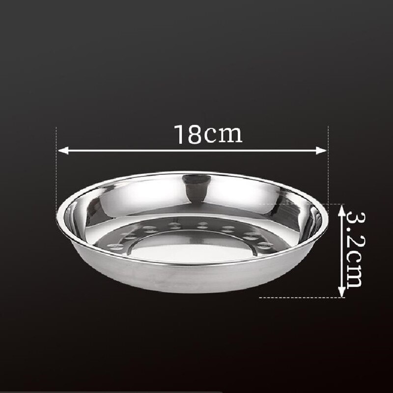 1pcs stainless steel dinner plate fruit dinner plate thickened deep disc pastry bread dish barbecue plate kitchen supplies: d