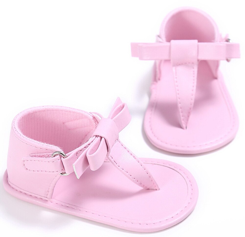 sommer Baby Mädchen Schuhe Flip-Flops Bowknot Weiche Baby Sandalen Schuhe 4 Farben Für Baby 0-18Months: Rosa / 7-12 Monate