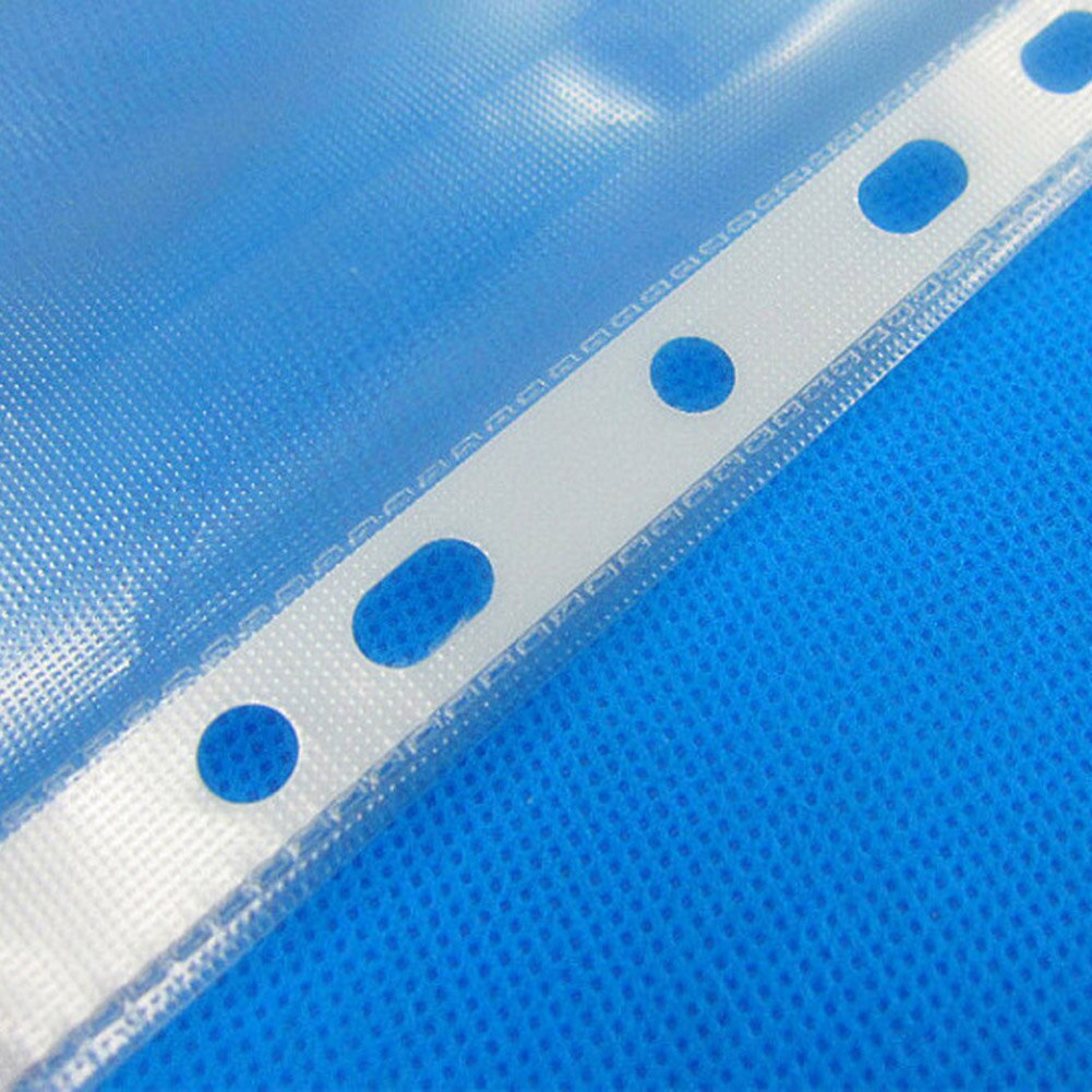 100 Sheets 8.5x11 / A4 Strong Transparent Poly- Punched Pockets X 100 Sleeves, 11 Holes, PP Bag For Ring Binder/folders