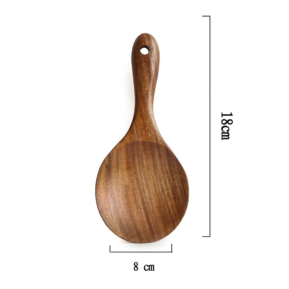 Houten Keuken Lepel Teak Hout Rijst Lepel Rijst Paddle Hout Eetlepel Grote Aardappel Opscheplepel Houten Keukengerei Servies: brown