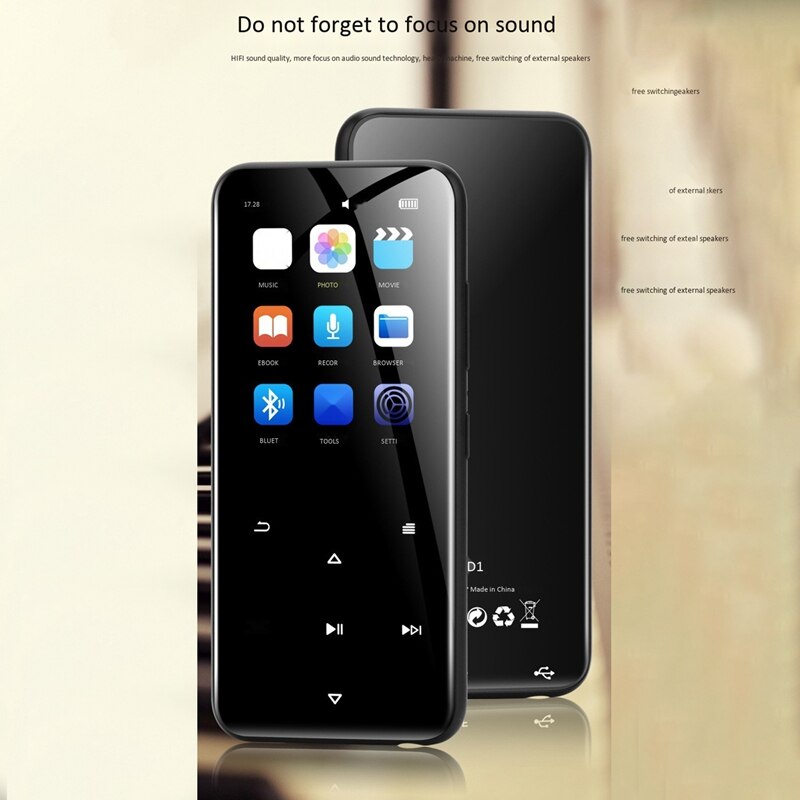 Music Player 2.4-Inch Press Sn Multi-Function Music Player, Bluetooth + External MP4 with FM Function