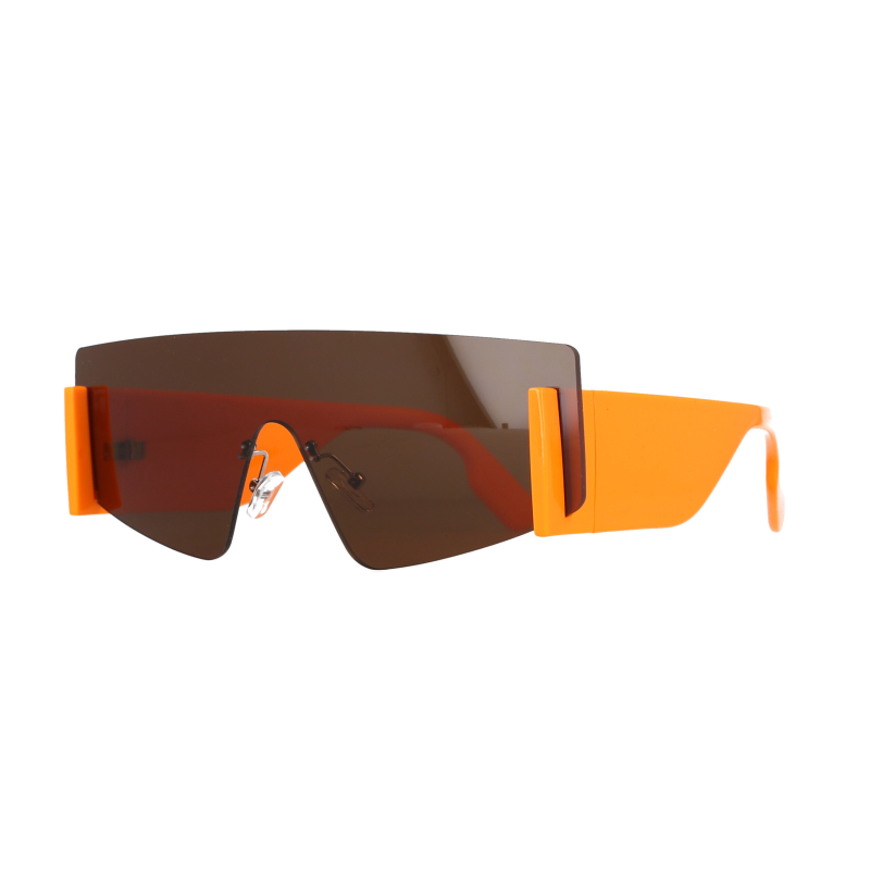 51117 übergroße eins Linse Marke Sonnenbrille Frauen quadratische Farben UV400 Jahrgang Männer Brille: Orange