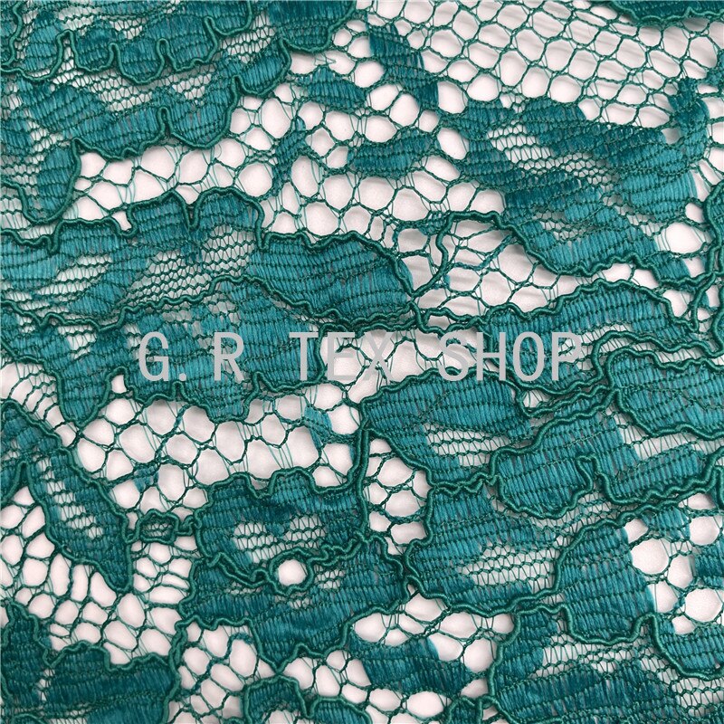 2 metro de tecido de renda poli para vestido: Verde profundo