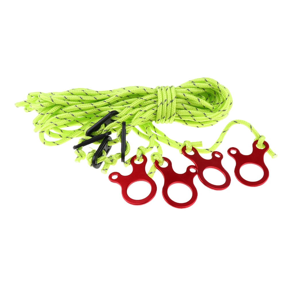4 pièces 4mm réfléchissantes bâches de pluie tente Guide corde Guy ligne cordon avec ajusteurs pour la randonnée Camping sac à dos