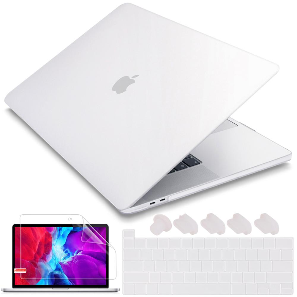 Screen protector Keyboard cover Hard Shell Case for Macbook Pro 16 inch with Touch Bar A2141: Matte White