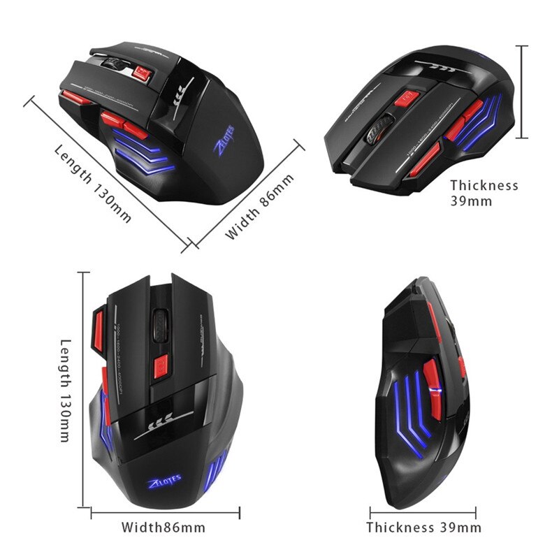 Zelotes Computer Peripherals 2.4G Charging Gaming Mouse USB Receiver 30 Meters Wireless Connection Wireless Mouse For PC Laptop