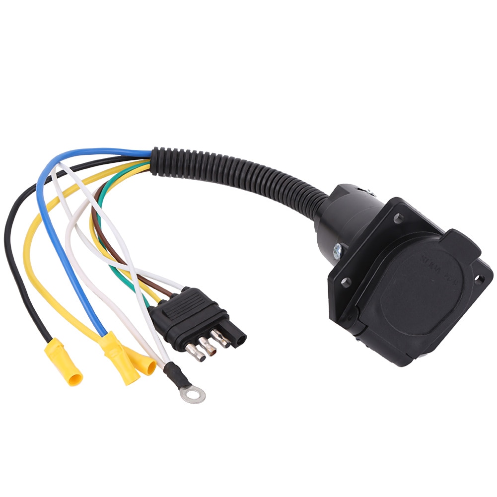 1 pc 6-24V 4 tot 7 Way Trailer Platte Adapter Socket Plug Converter Draad Connector met Lente -geladen stofkap voor Caravan Trekhaak