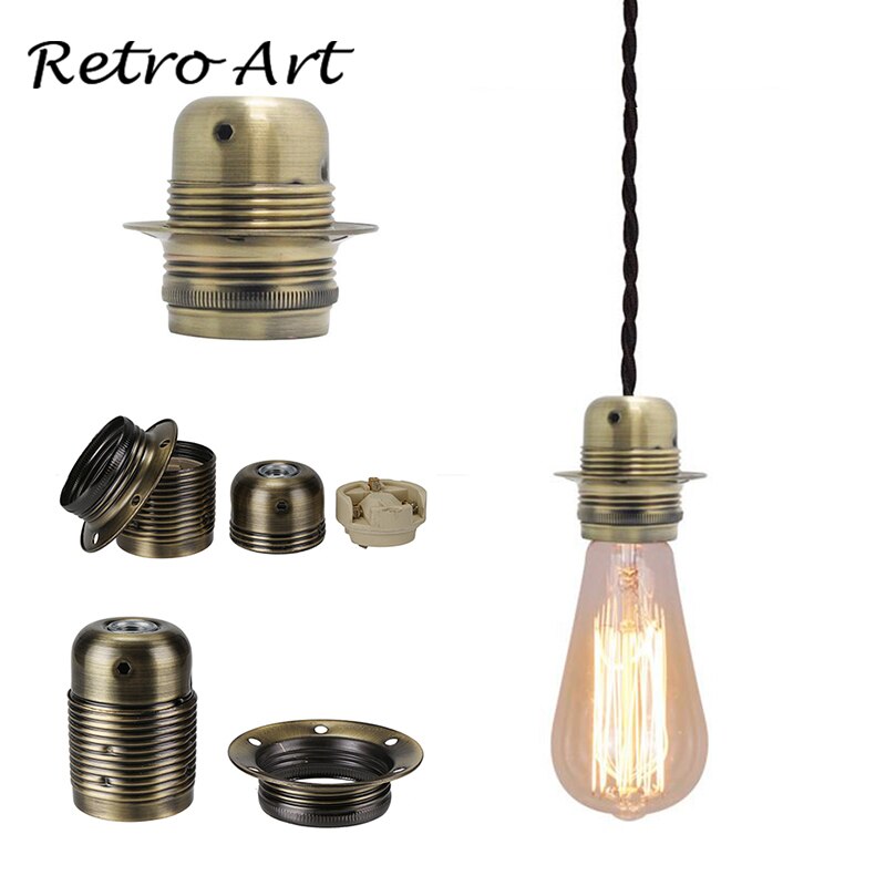 Vintage edison lamp socket met ring E27 decoratieve lamp houder
