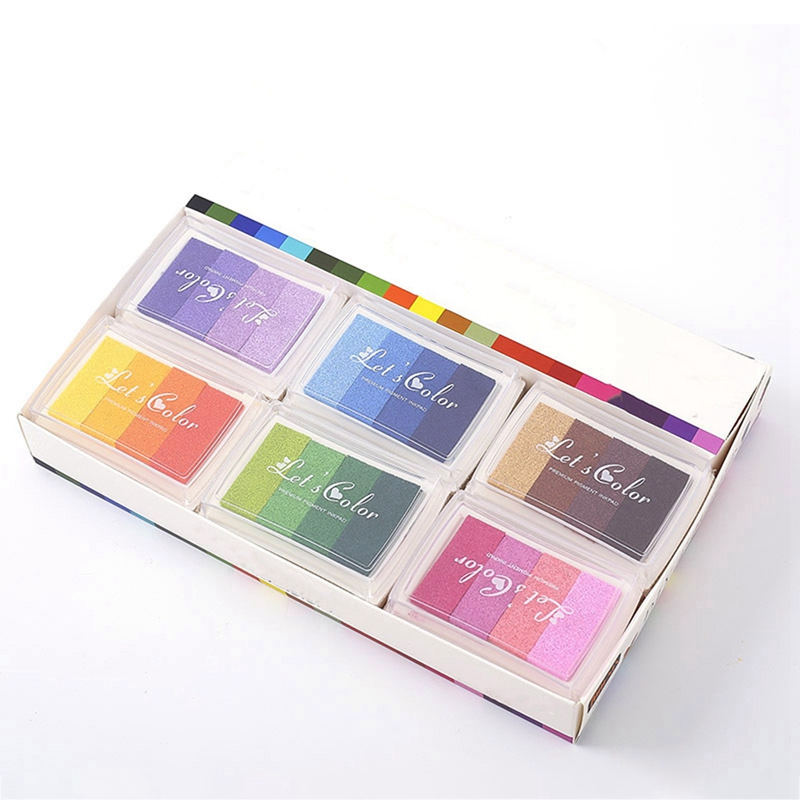 12 Four-Color Gradient Stamp Pads Stamp Partner Concave Gradient Ink Pad A Good Partner For Stamps DIY Tools