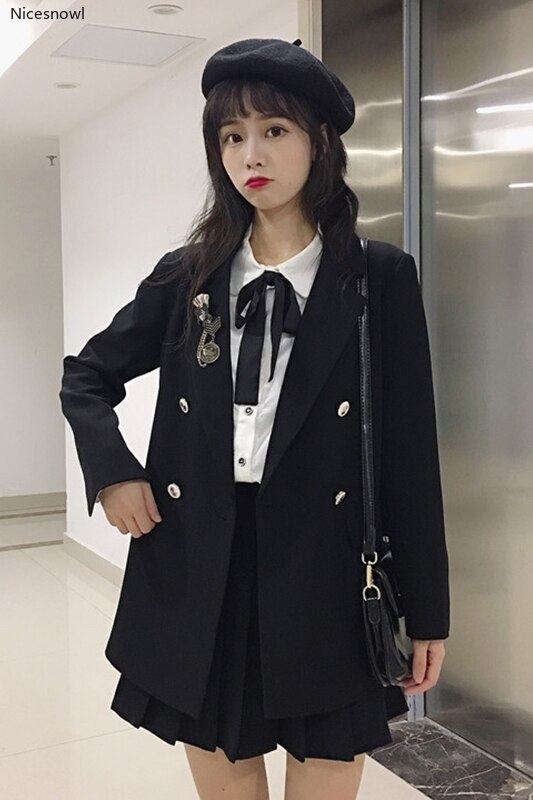 JK Uniforms College Suit Female Autumn Small Suit Jacket Shirt Jacket Pleated Busts Wears japanese school uniform