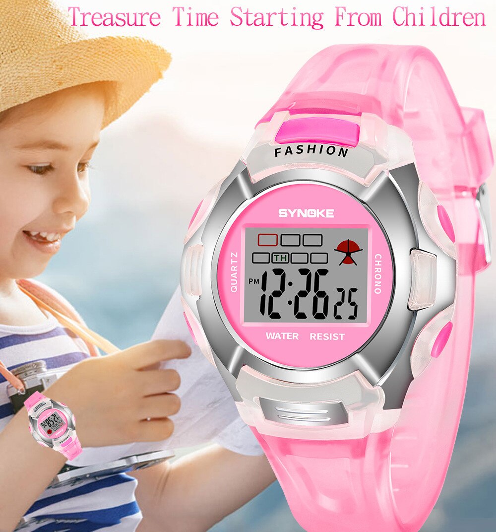 Kinderen Jongens Student Leven Waterdichte Sport Horloge Led Digitale Kids Horloge Datum Horloge Часы Женские # W