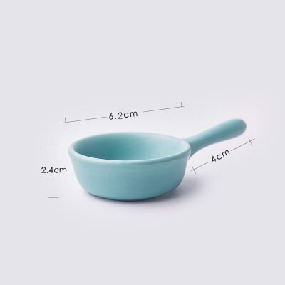 ANTOWALL Solid Ceramic soy sauce dish ketchup mustard jam single handle small dish home restaurant fun colorful snack saucer: light blue S