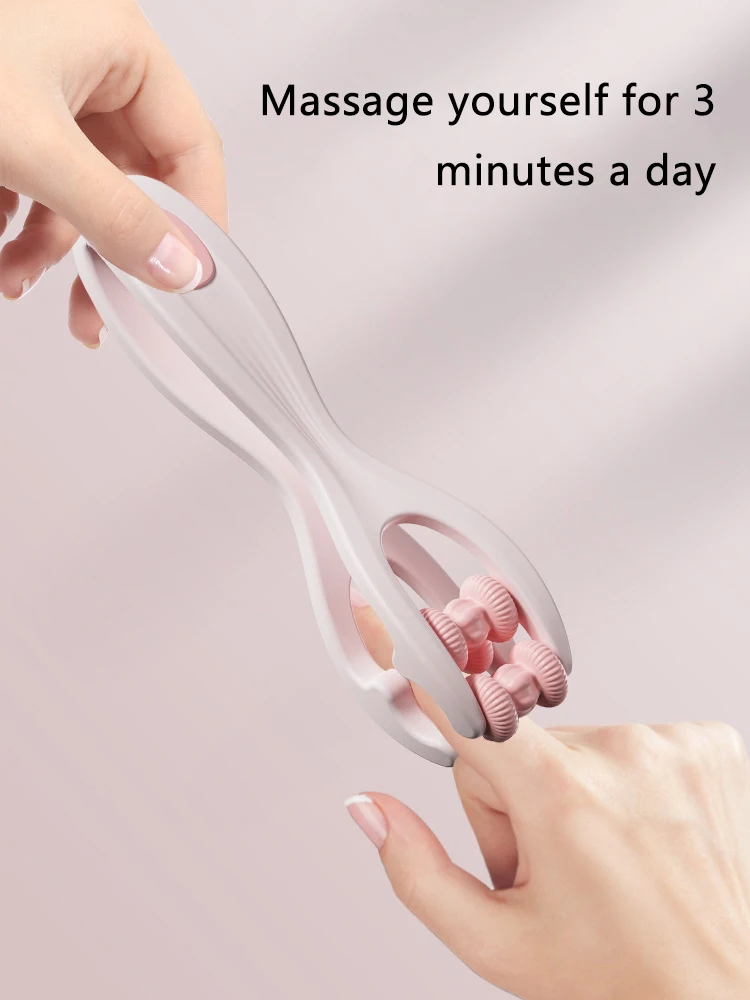 Vingermassageapparaat met dubbele rij rollers, eenvoudig in gebruik, verlicht vingervermoeidheid, bevordert de bloedsomloop, draagbaar vingermassageapparaat.