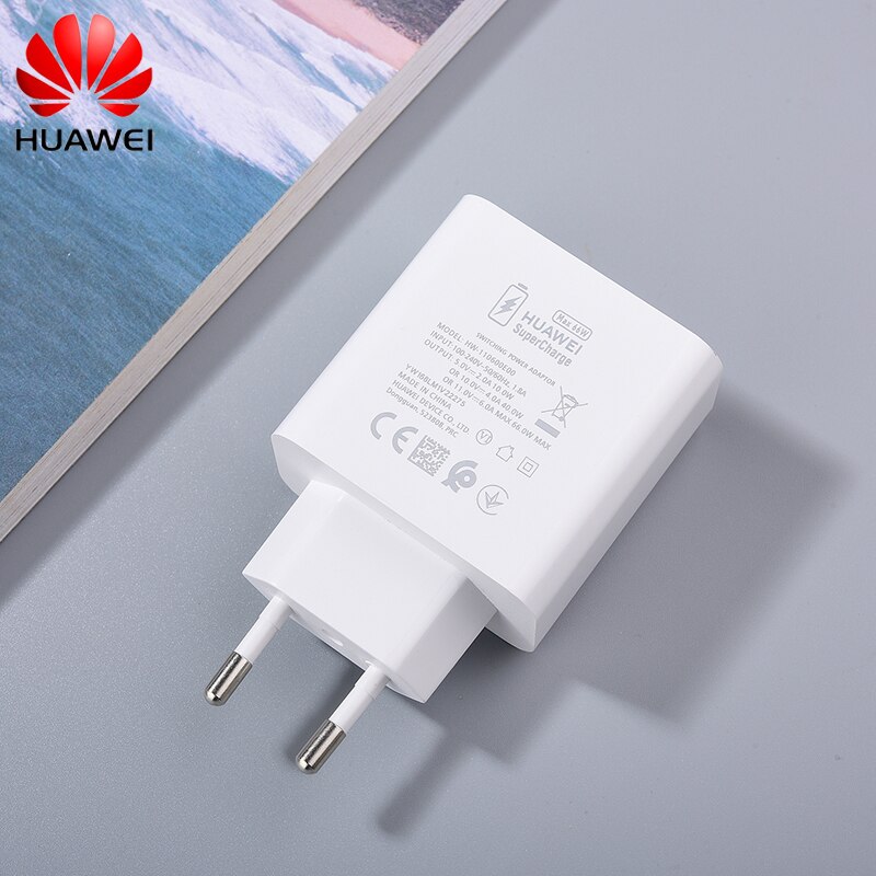 Huawei 66W Super Schnelle Ladegerät EU Stecker 6A Typ C Kabel Quick Charge Für Huawei P50 P40 Mate40 30 pro Mate X2 40E Nova 8 7 6 SE