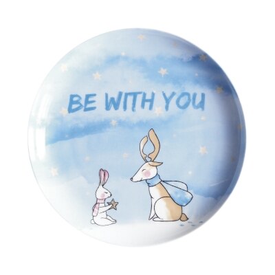 8 inch ceramic plate Christmas deer printed on glazed bone china cartoon round desserts round plates blue pink cutlery: Red