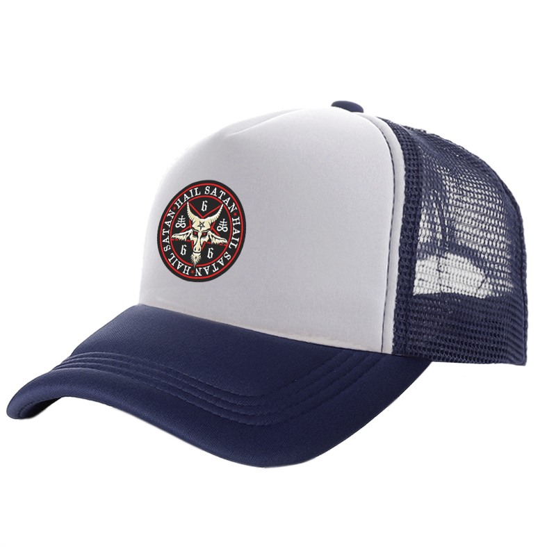 Hail Satan 666 Baphomet pentagramme casquette de camionneur hommes pendentif rouge chèvre chapeau casquette de Baseball Cool été unisexe maille Net casquettes: green
