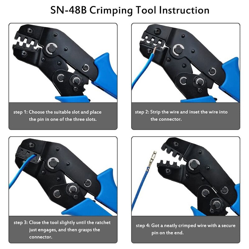 Hand Crimping Tool Wire Terminal Crimping Plier Cable Connector Clamping for 28-14AWG JST Tamiya JR XH Dupont Plugs