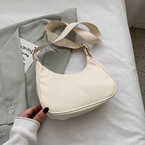 Retro PU Leder Frauen Hobos Kleine Schulter Damen Unterarm Tasche Messenger Taschen Weiblichen Umhängetasche Tote Geldbörse Handtaschen: beige