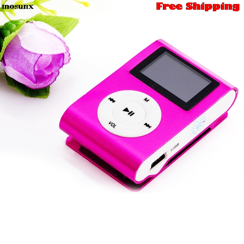 Metal Clip Digital MP3 Player LCD Screen for 2/4/8/16GB TF Card PinK Purple Mp3 Digital Music Player
