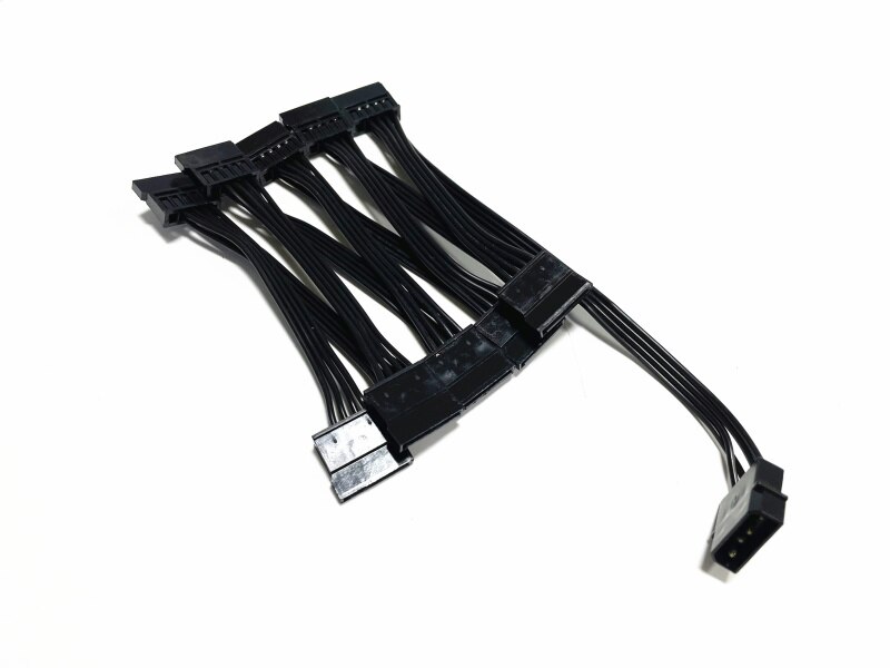 4Pin Ide Molex Naar 12-Poort 15Pin Sata Power Cable Cord Lead 18AWG Draad Voor Harde Schijf Hdd Ssd pc Server Diy Zwart: 4pin IDE to 10 SATA