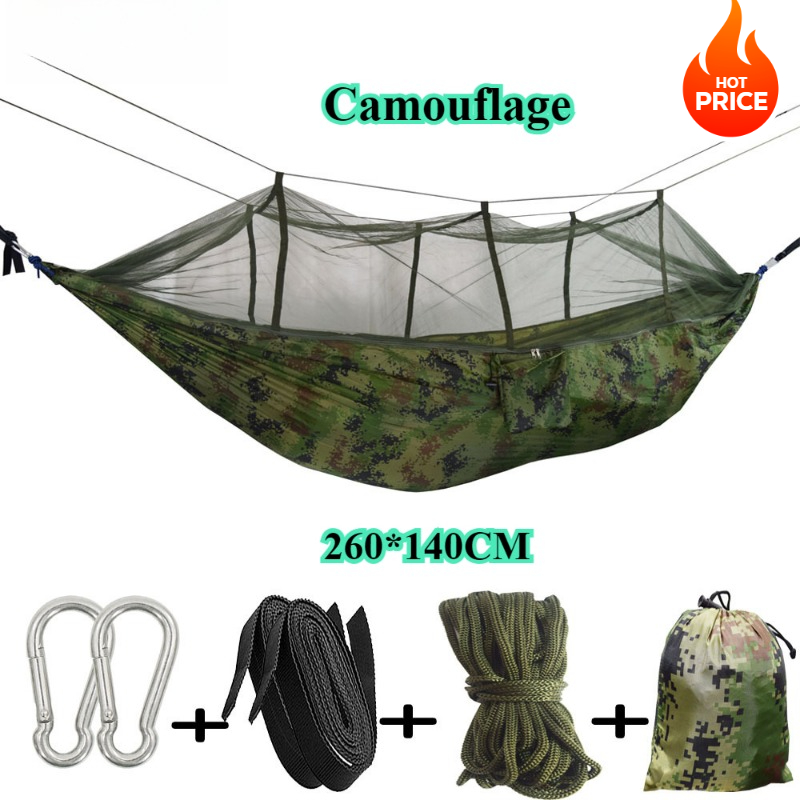 Outdoor Klamboe Hangmat Luchttent Kamperen Met Klamboe Ultralicht Nylon Dubbel Draagbaar Reizen Buiten Kamperen: Black