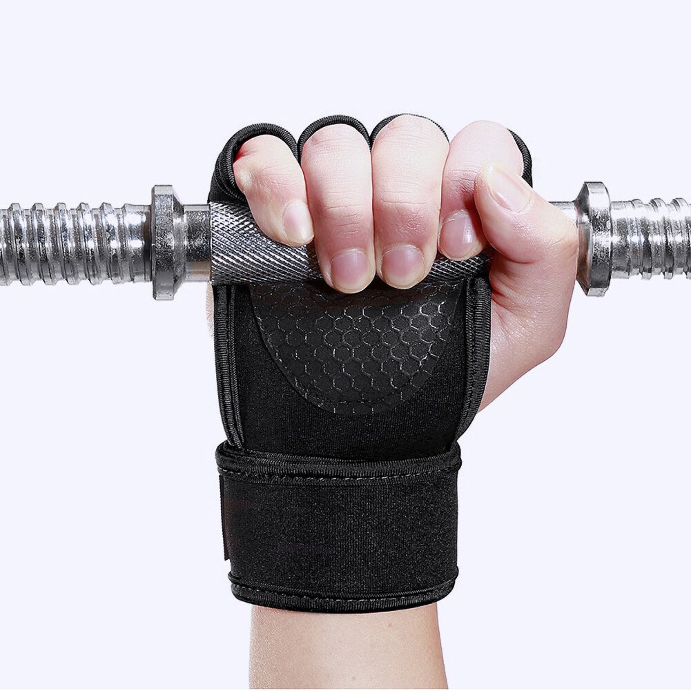 1 paire haltérophilie-crochet main-barre poignet sangles gant musculation gymnastique Fitness crochet haltérophilie gants antidérapants gants