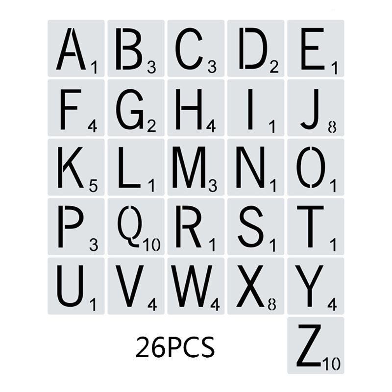 26 Stks/set Alfabet Letters Stencils Tekening Template Diy Schilderen Scrapbooking: C