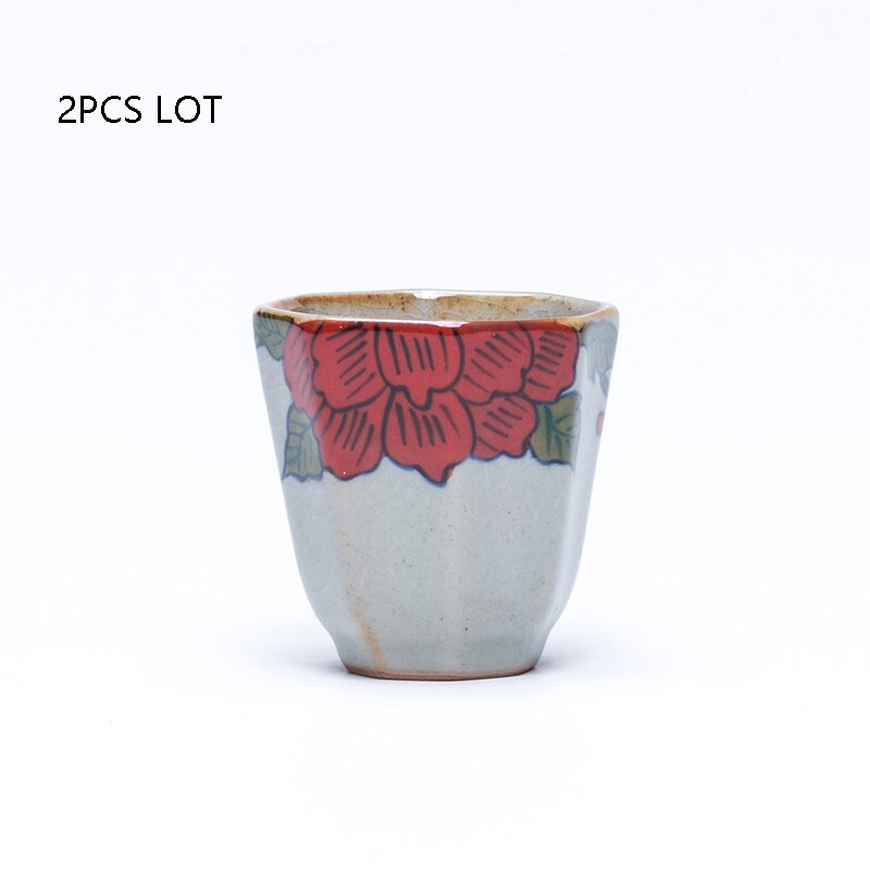 45/55 Ml Jingdezhen Keramische Porselein Handgeschilderd Rode Bloem Patroon Theekopje Chinese Kung Fu Thee Set Kleine Sake Kom puer Thee Cup: F