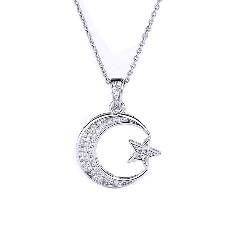 Sodrov collana con ciondolo a forma di luna e stella in argento Sterling 925 per gioielli da donna in argento