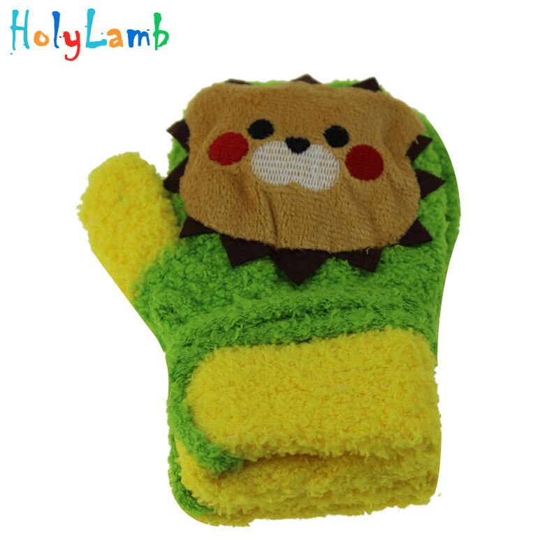 Winter Newborn Thicken Warm Fleece Mittens Horn Sound Cartoon Animal Baby Boy Girl Gloves Velvet Cotton Kids Children&#39;s Gloves