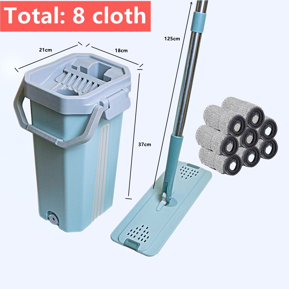 Plano apretar magia trapeador automático y el cubo para la casa y cocina lavado mopa para limpiar el piso Cubo de madera balde con mopa para pisos conjunto: mop 8 pads