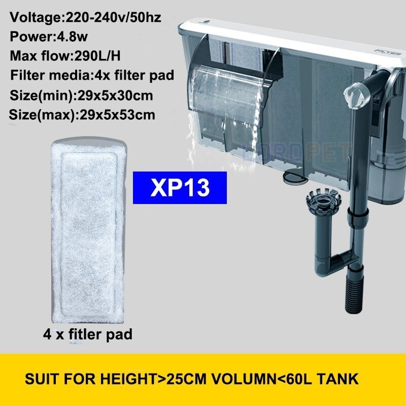 Aquarium Waterfall Filter Hang On Adjustable Water Flow Filter Spong Pad Multifunction Optional Uvc Lamp Skimmer Fish Tank 220v: xp13