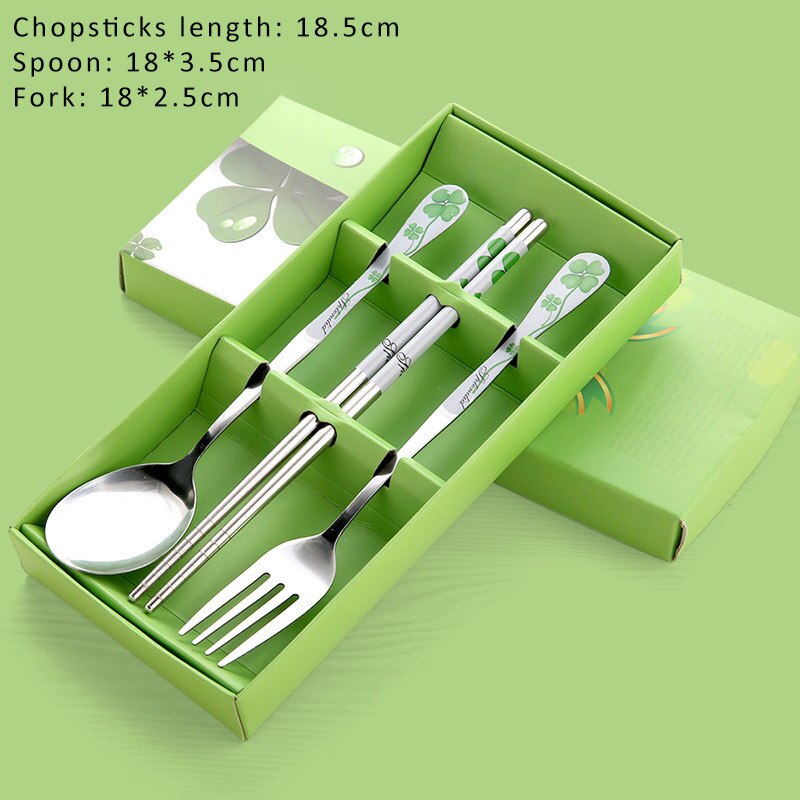 3 unids/set vajilla Picnic Camping cubiertos para viajes al aire libre con el caso de accesorios de cocina de acero inoxidable de estilo chino