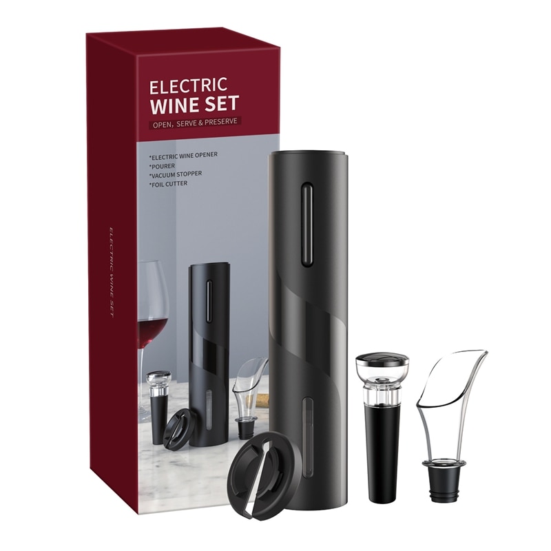 Abridor de vinho elétrico, abridor elétrico automático do saca-rolhas da garrafa de vinho com cortador de folha botão de um clique para a cozinha de casa: Default Title
