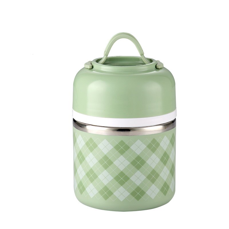 Japanse Thermos Lunchbox Voor Voedsel Container Draagbare Thermische Lunchbox Leuke Bento Lunchbox Lekvrij 2 3 Lagen: B-green-1