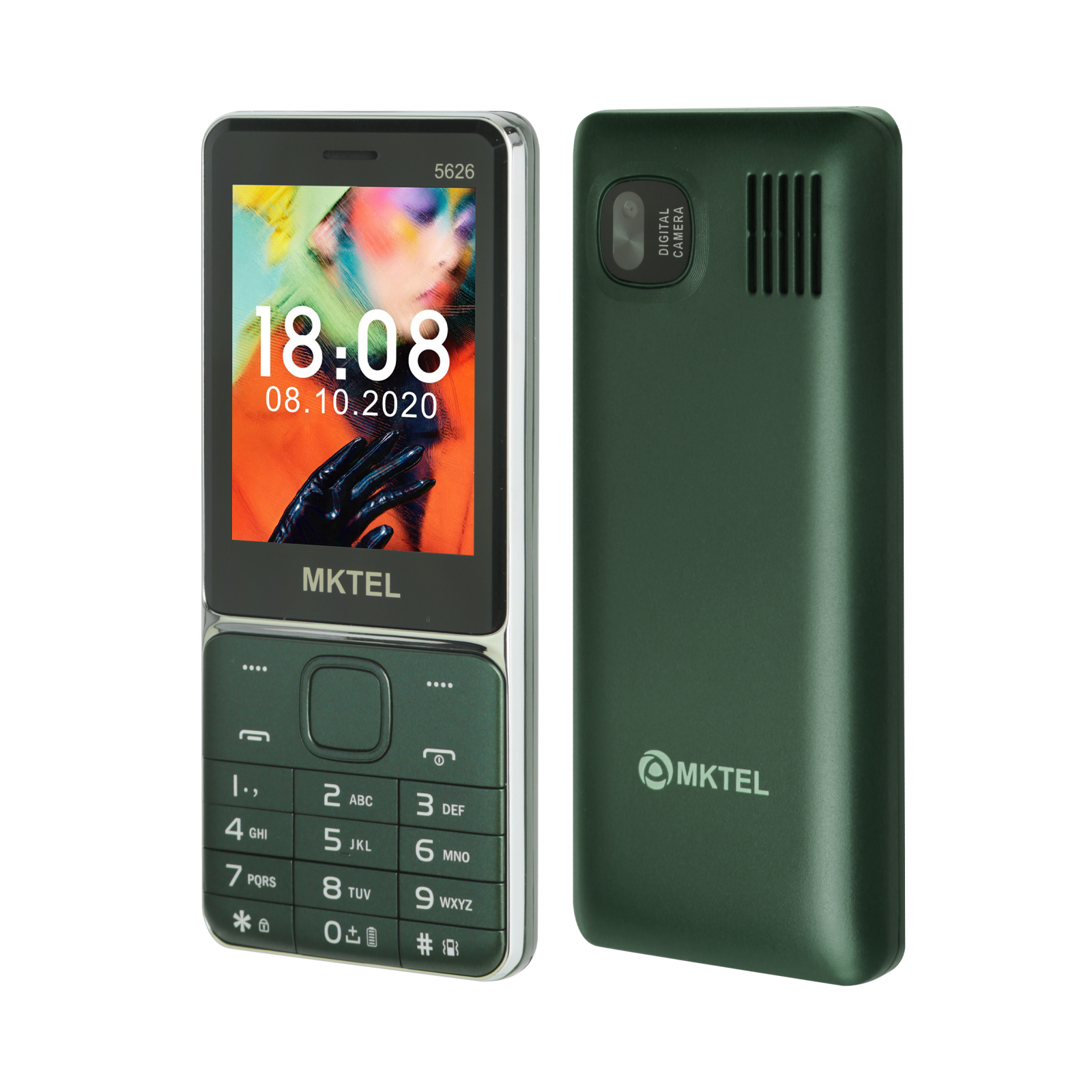 MKTEL 5626 Caratteristica Telefono Tripla Scheda Sim Display da 2,8" Batteria da 1800 mAh MP3/MP4/FM/Radio/Bluetooth/GPRS Telefono Senior: green
