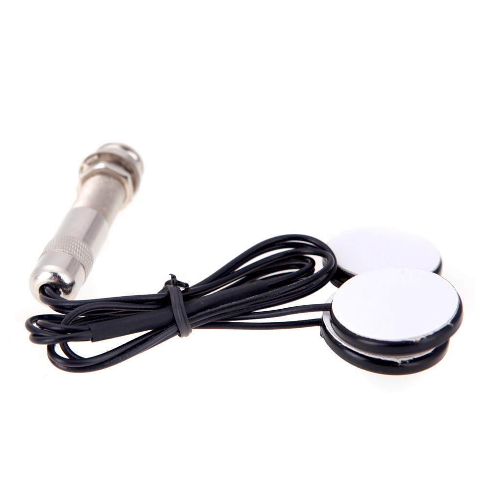Universeller 6,35-mm-Tonabnehmer, Piezo-3-Geber für Akustikgitarre, Ukulele, Mandoline, Violine, Splitter, schwarzes Metall, Gummi, Kunststoff
