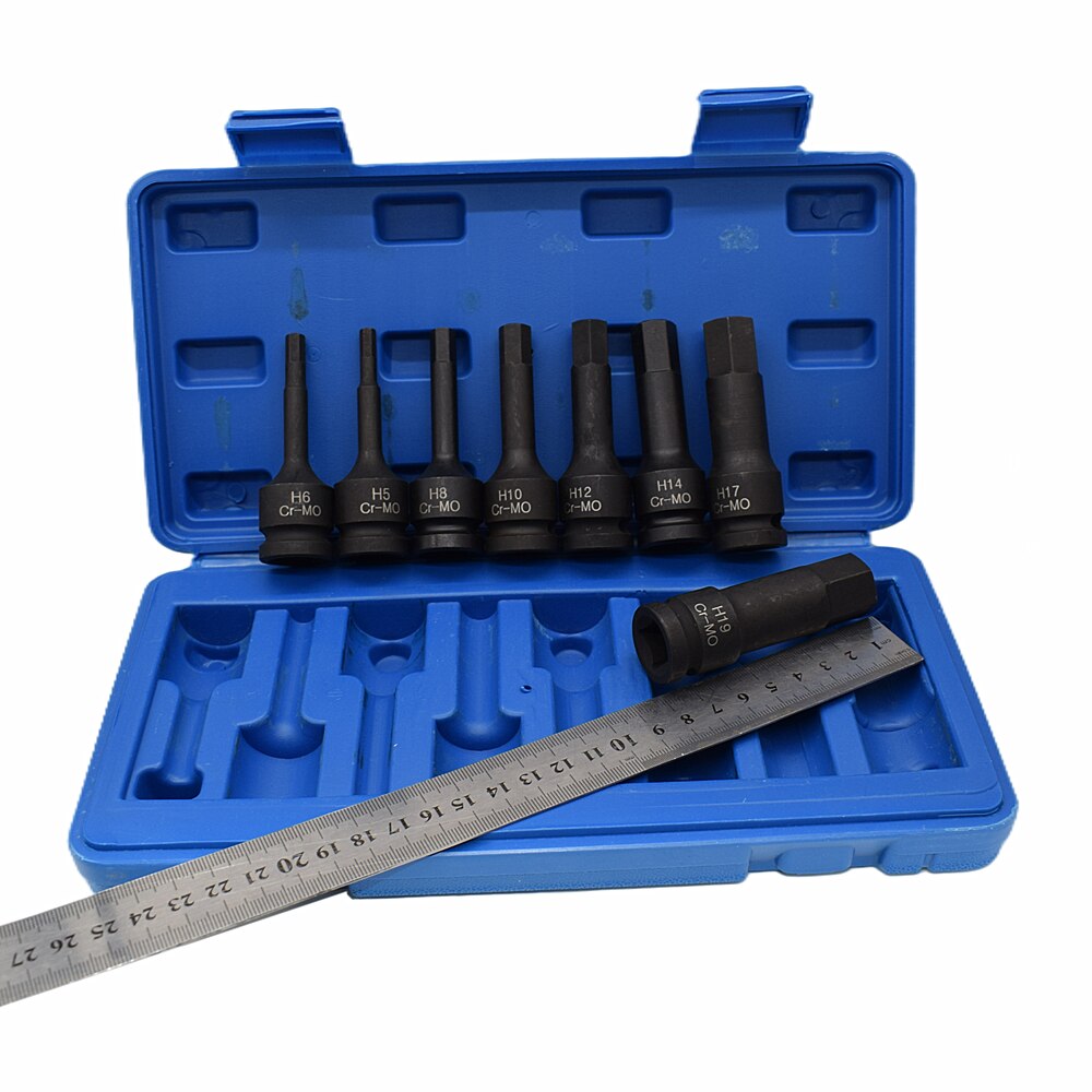 1/2 " fyrkantig insexhylsa 8 st set 78mm långa cr-mo metriska insexhylsor  h5 h6 h7 h8 h10 h12 h14 h16