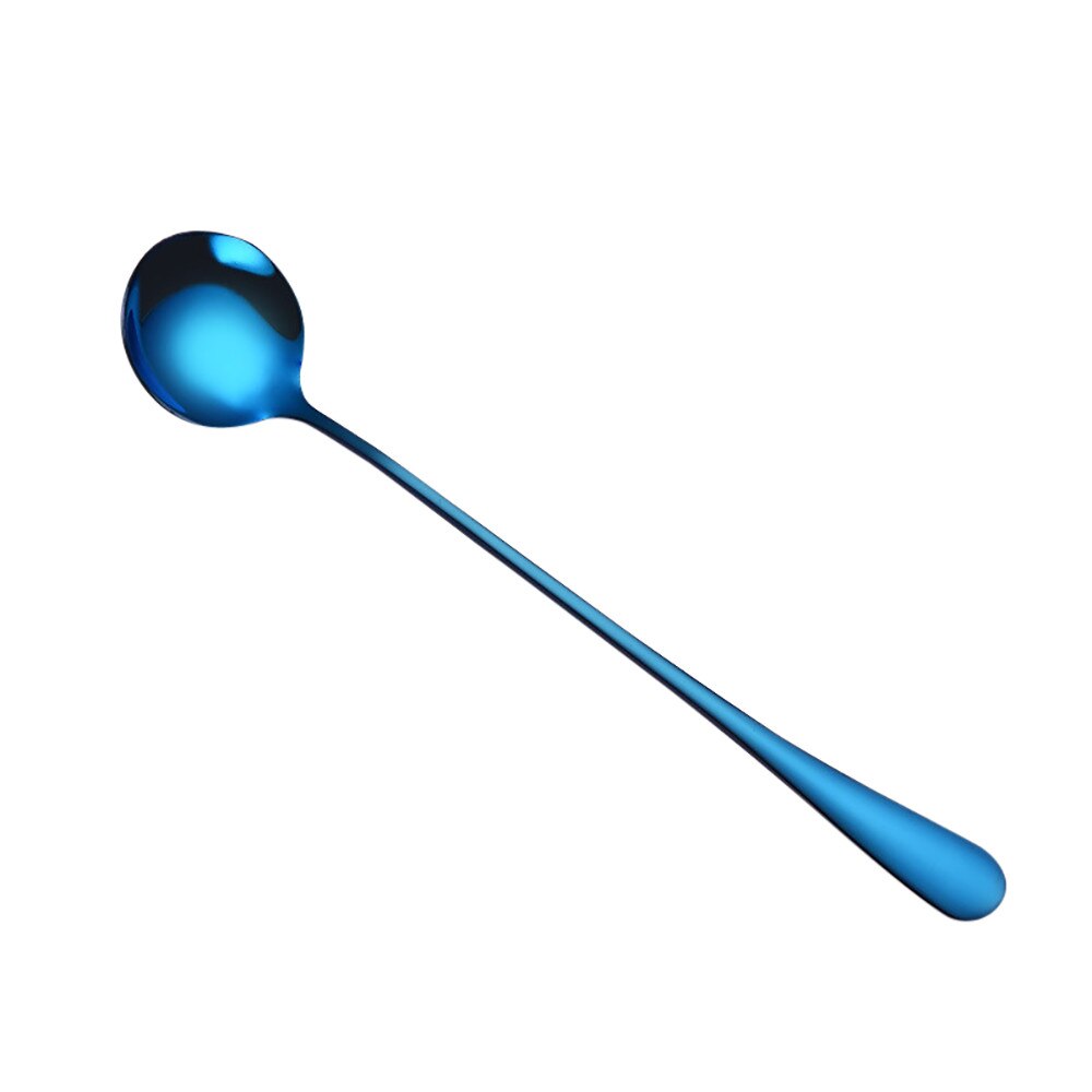 Rostfritt stål teskedar färgglada sked långa handtag skedar bestick kaffe dricka verktyg kök gadget cuillere #zh: 2