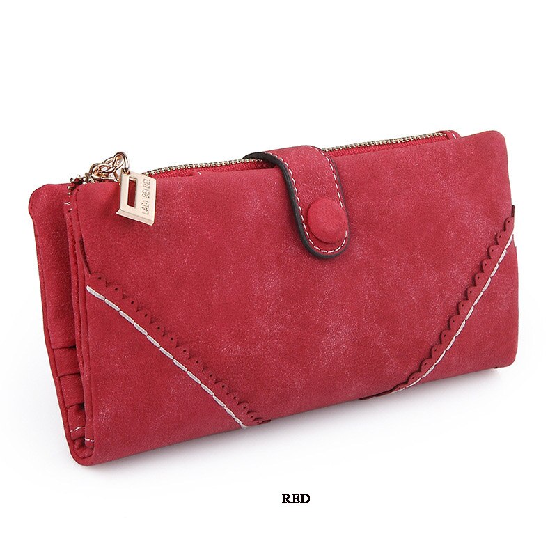 Retro Matte Stiksels Portemonnee Vrouwen Lange Portemonnee Clutch Vrouwen Casual Hasp Dollar Prijs Portemonnee Handtas: Rood