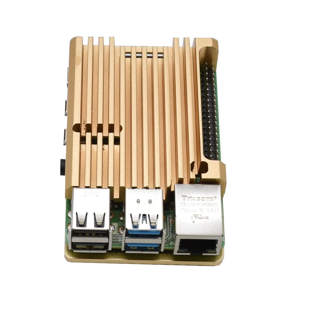 Protective Case Tool Enclosure Shell Box Durable Signal Easy Install Aluminium Alloy Accessories Housing For Raspberry Pi 4B: Gold Without Fan