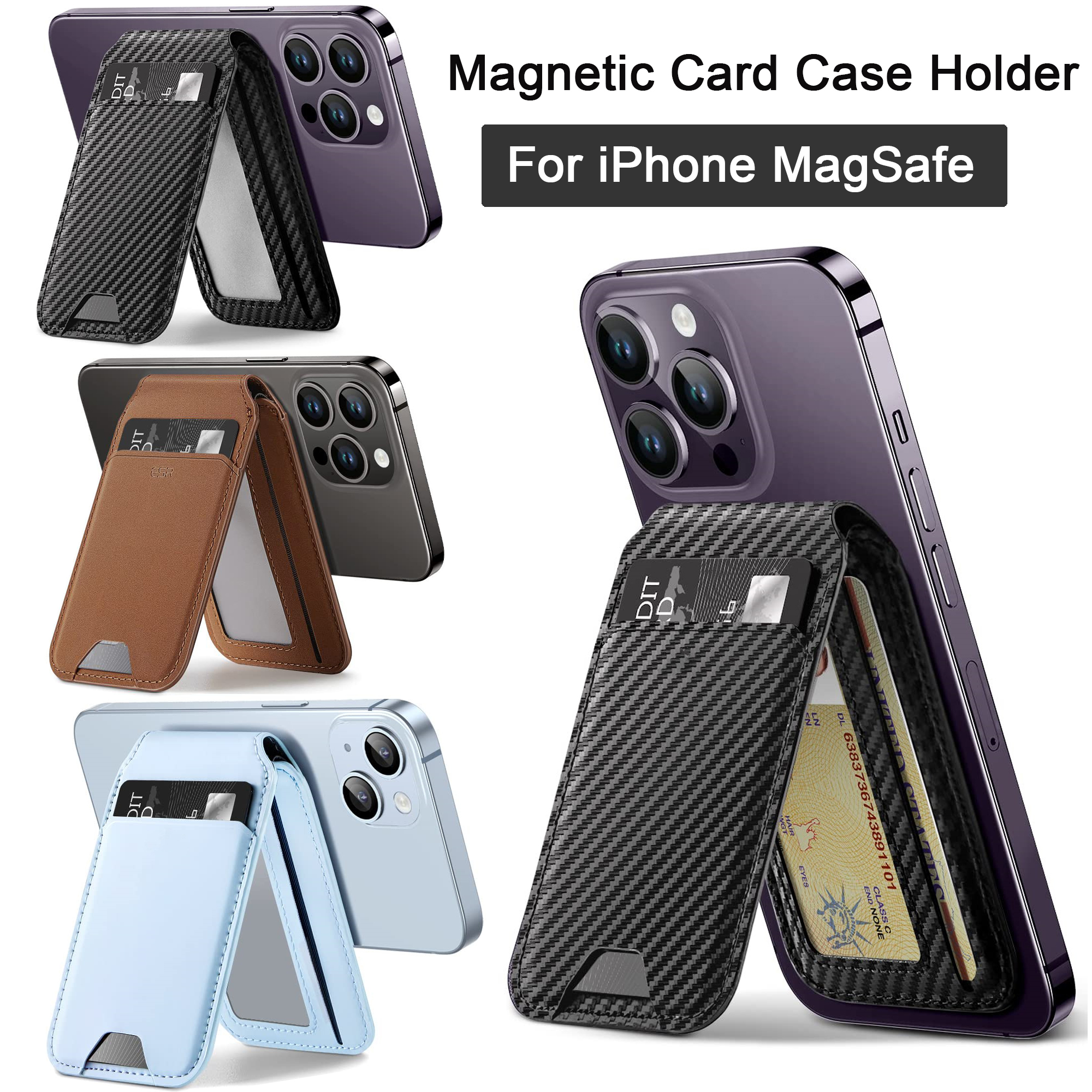 Wallet Back of Phone Ultra Thin Credit Card Holder Sticker Cell Phone Wallet for iPhone Magsafe Magnetic Phone Wallet CardHolder