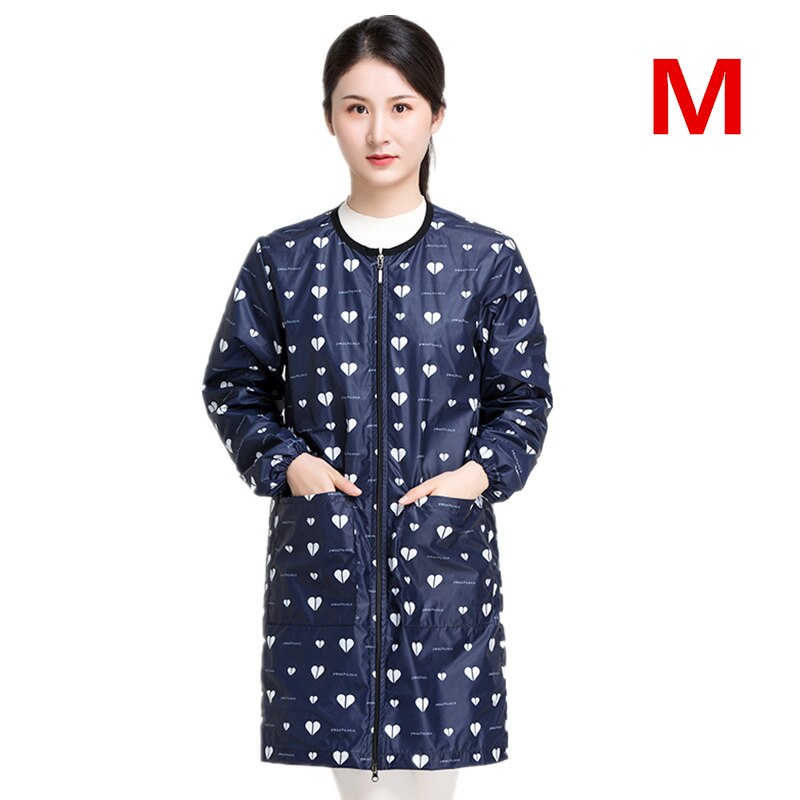 Salon Smock Hairdresser Long Sleeve Work Clothes Pet Grooming Haircut Waterproof Uniform Barber Assistant Apron: G010-Peach heart-M