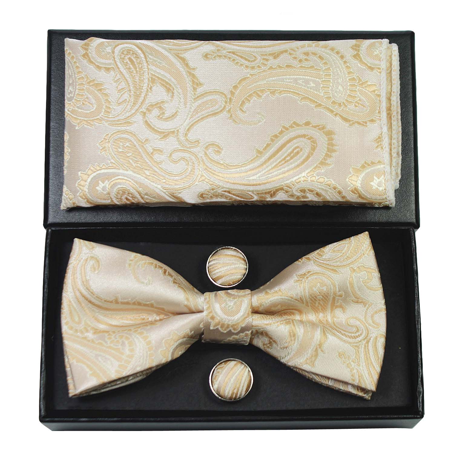 Jemygins originale menns bowtie lomme firkanter mansjettknapp sett paisley blomster vin rød sløyfe hanky sett til bryllupsfest: 3