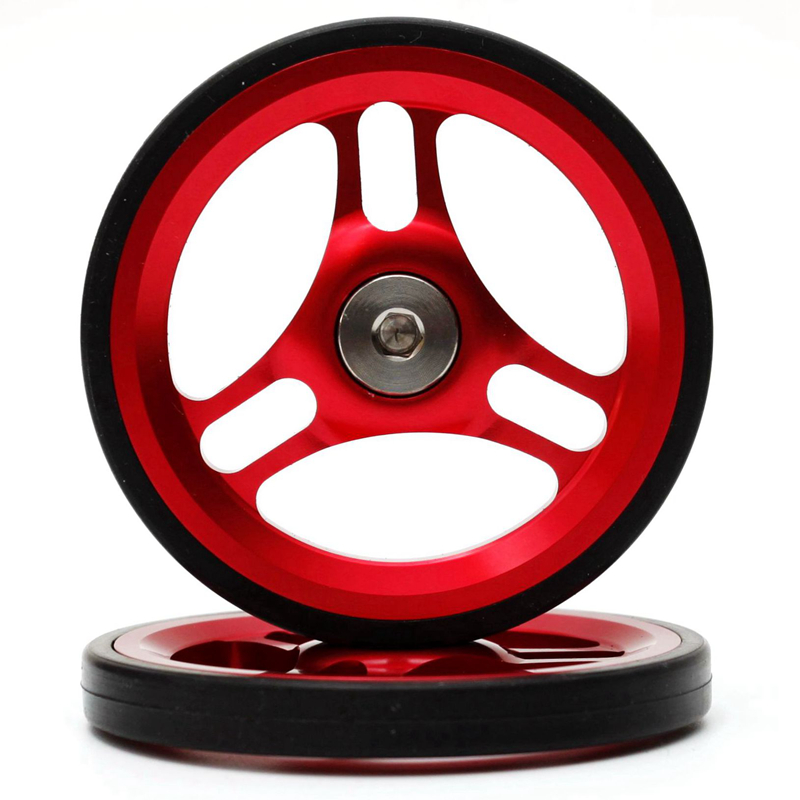 ACEOFFIX EZ-3 60mm Aluminium Eazy Wheels 45g pair for Brompton Bicycle easy pulling: red