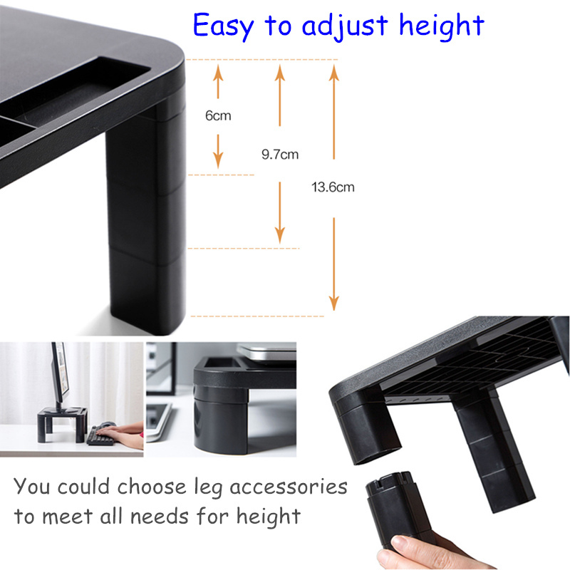 Monitor Stand Riser Met Verstelbare Hoogte En Organizer Voor Computer, Imac, Printer, Laptop, bureau Met Telefoon Houder