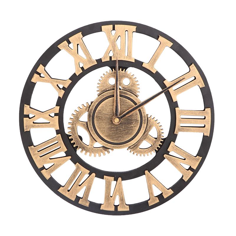 1 reloj de pared de engranaje Industrial de 30cm/40cm/50cm, reloj de pared decorativo, reloj de pared de estilo Industrial sin batería: Golden / 40x40cm