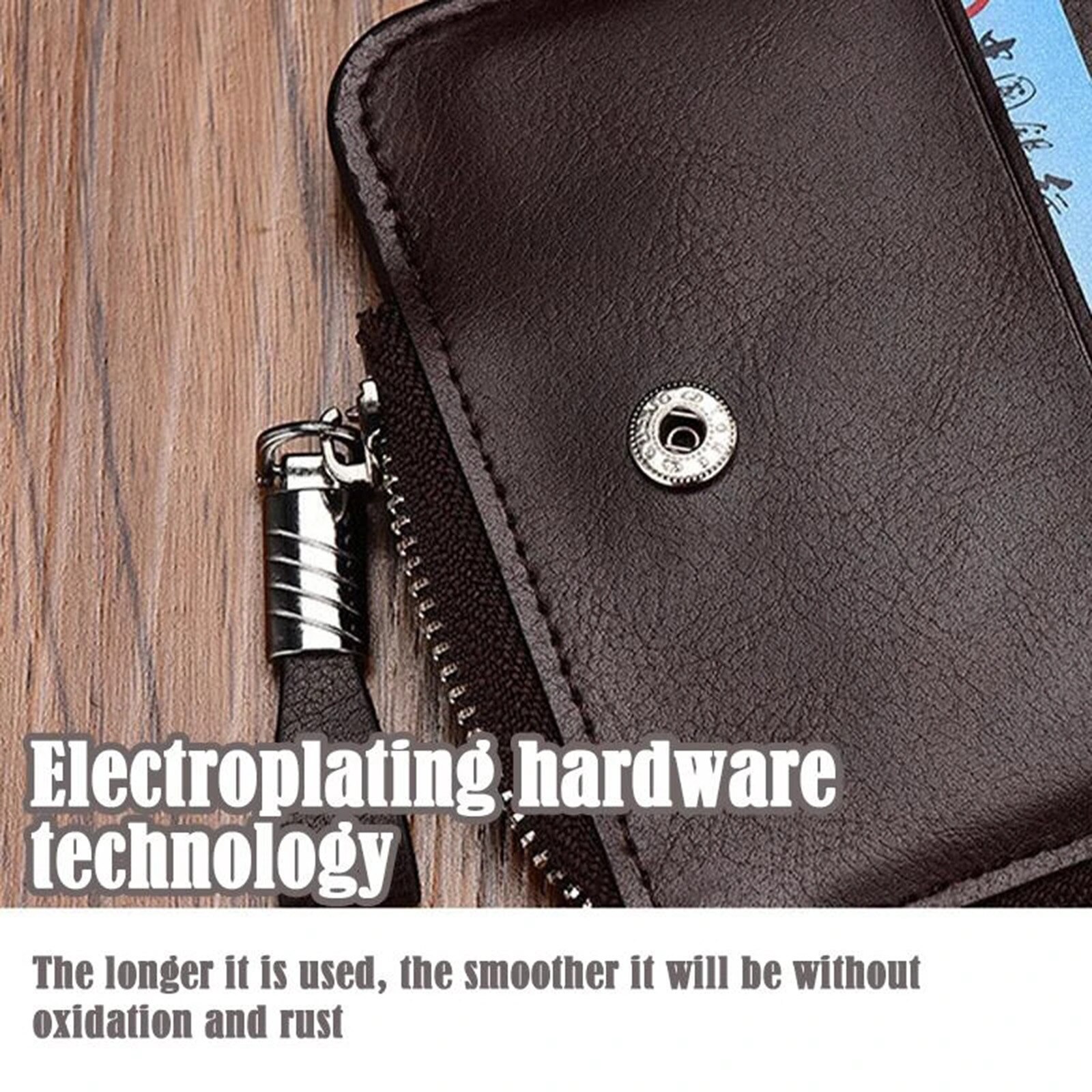 Double Zipper Multifunction Card Holder Portable ID Card Credit Card Holder Wallet Unisex-B5