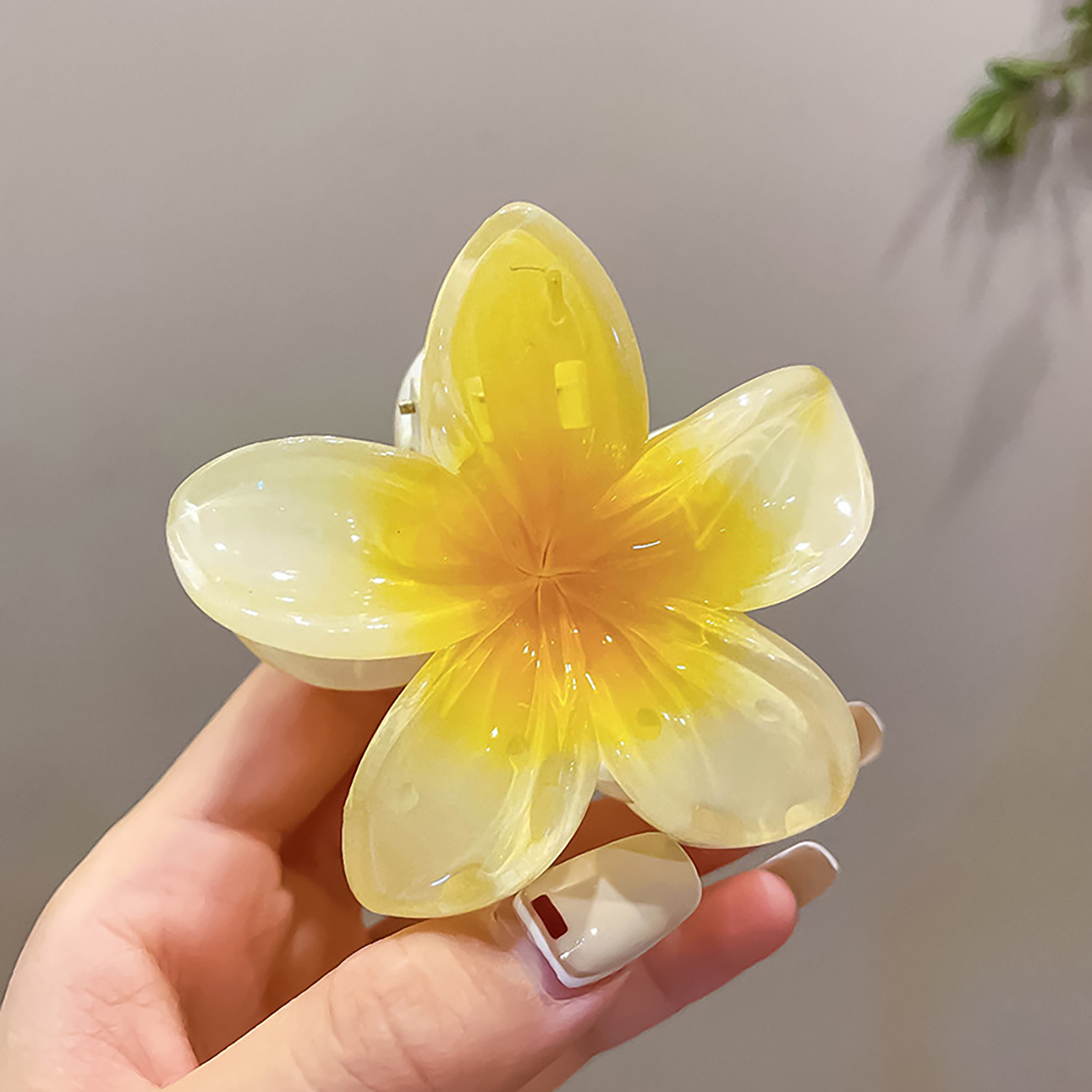 Gradient Flower Hair Clip Beach Hairpins Flower Claw Clips Hawaiian Style Headwear Summer Flower Hairpins Girls Hair Accessories: Blue white zinc plated