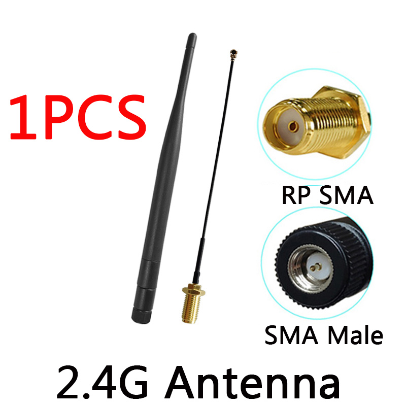 2.4GHz WiFi Antenna 5dBi Aerial RP-SMA Male Connector 2.4 ghz antena IOT 2.4G wi-fi Router + 21cm PCI U.FL IPX Pigtail Cable: 1PCS MC